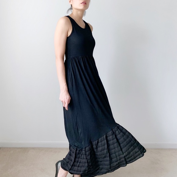 BOHO RUFFLES MAXI DRESS WITH POCKETS - BLACK - Picture 3 of 10
